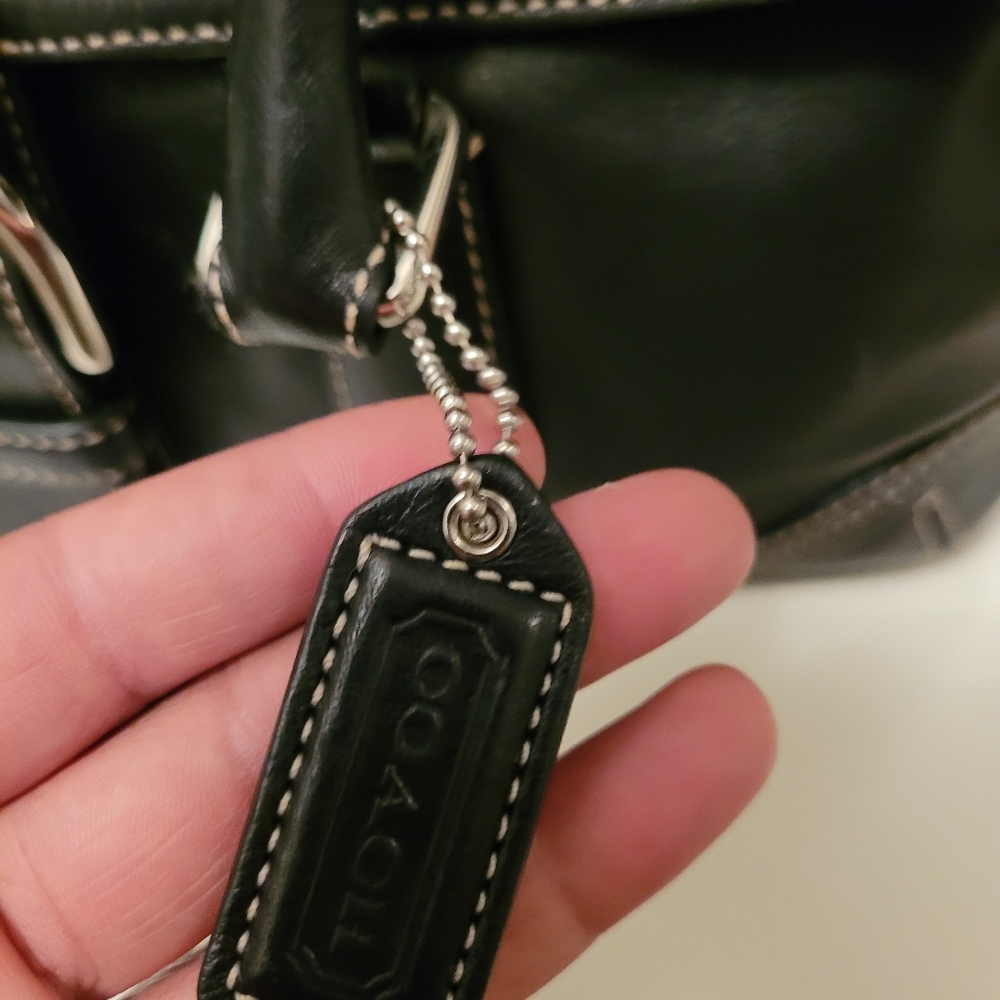 Coach Black Leather Satchel with Silver Hardware - Picture 8 of 16